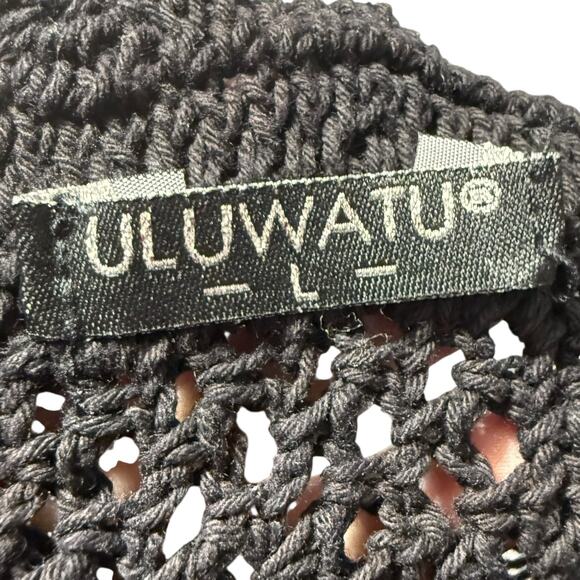 Uluwatu Black Boho crochet halter crop top with fringe - large - Picture 7 of 7